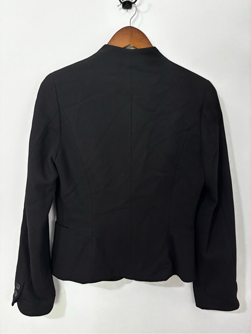 J.Crew Black Wool Blend Mandarin Collar Blazer Jacket Size 6 Vintage Style - Picture 6 of 11